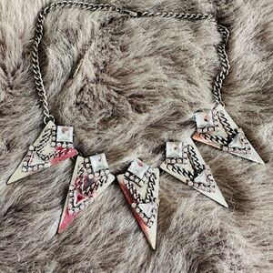 Silver and Pink Geometric Necklace